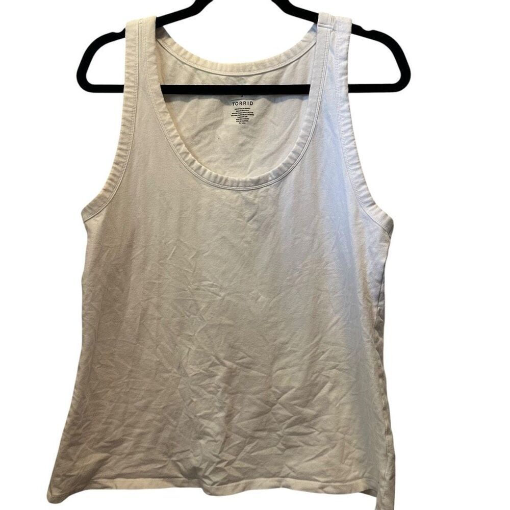Torrid Scoop Neck Cotton Blend Stretch Racerback Foxy Tank Top White Size 2